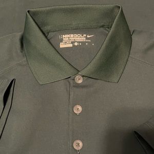 NIKE GOLF TOUR PERFORMANCE DRI-FIT HUNTER DARK GREEN VICTORY POLO MEN MEDIUM EUC